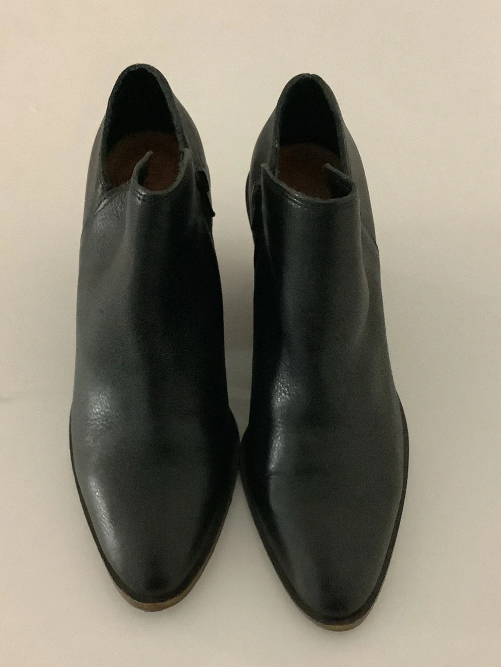 Lucky Brand Classic Black Pointed Toe Leather Upper Ankle Boots